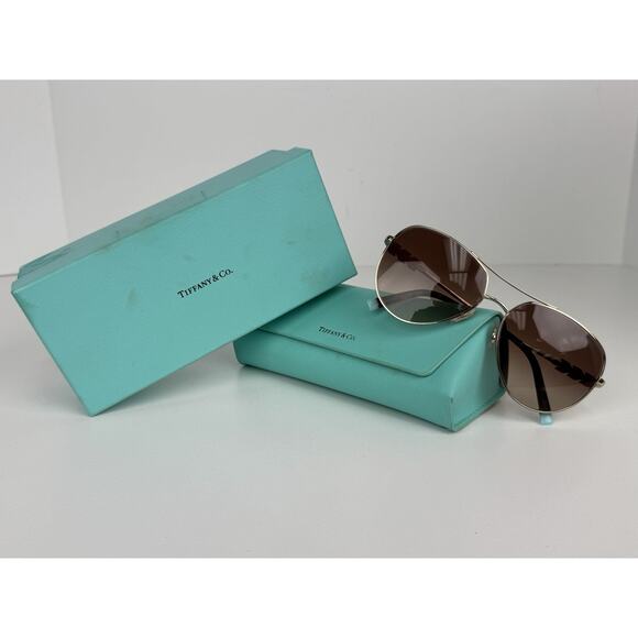 Tiffany & Co. TF3083B Aviator Sunglasses – Brown Lens with Gold Frame main image 8